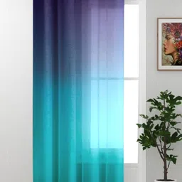 HOMADORN Purple & Turquoise Blue Sheer Window Curtain-48