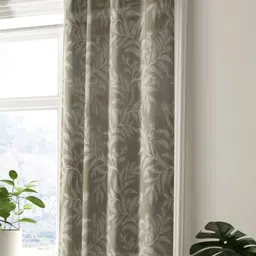 BIANCA Beige Floral Printed Jacquard Blackout Window Curtain-12