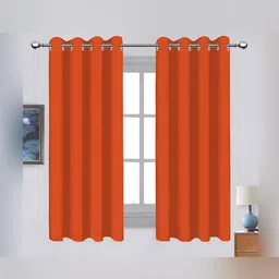 Airwill Orange 2 Pieces Cotton Room Darkening Window Curtain-image-84