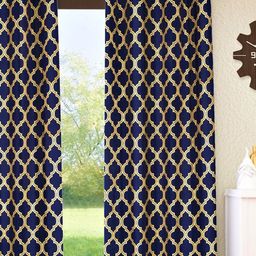 Home Sizzler Navy Blue & Brown Geometric Room Darkening Window Curtain-53