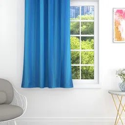 THE CONVERSION Turquoise Blue Jute Cotton Room Darkening Window Curtain-42