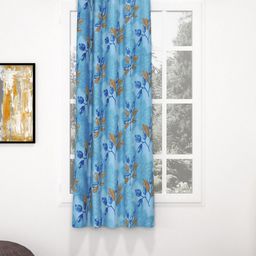 Bedspun Raga Blue & Brown Floral Window Curtain-image-35