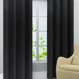 Homefab India Black Set of 2 Window Curtains-44