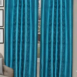 REYANSH DECOR Teal 2Pcs Solid Regular Window Curtain-image-75