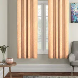 Aura Peach 2 Pieces Embossed Window Curtain-17