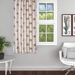 THE CONVERSION Coffee Brown & Beige Floral Window Curtain-image-90