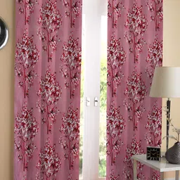 REYANSH DECOR Maroon and White 2 Pieces Floral Window Curtains-image-47