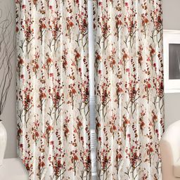 REYANSH DECOR Orange & Off White 2 Pieces Floral Window Curtains-image-31
