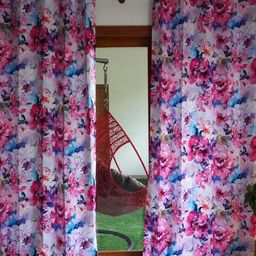 TARA- Sparkling Homes Pink & Blue Floral Window Curtain-32