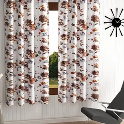 Home Sizzler Brown & Grey Set of 2 Floral Window Curtain-15