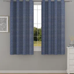 Raymond Home Blue & Silver-Toned 2 Pcs Abstract Window Curtains-36