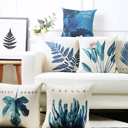 AEROHAVEN Blue & White 5 Pieces Abstract Square Cushion Covers-image-50