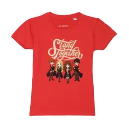 Harry Potter by Wear Your Mind Girls Red Typography Printed Raw Edge T-shirt-image-35