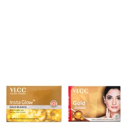VLCC Gold Facial Kit + Free Rose Water Toner 300g+100ml & Insta Glow Gold Bleach 402g-57