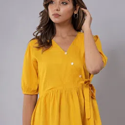 Fab Star V-Neck Puff Sleeves Wrap Top-50