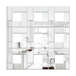 Wall1ders Silver Toned 40 Pieces Acrylic Mirror Wall Stickers-19