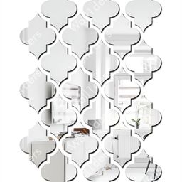 Wall1ders 21 Pieces Silver Toned Jali Patterned Mirror Wall Stickers-image-21
