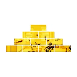 Wall1ders Gold toned10Pcs Abstract Rectangle Mirror Wall Stickers-14