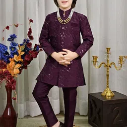 ahhaaaa Boys Sequined Sherwani Set-42