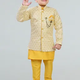 BT DEZINES Boys Geometric Printed Mandarin Collar Indo Western Sherwani Set-picture-31