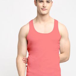 Friskers Men Orange Solid Pure Cotton Tank Innerwear Vest-image-51