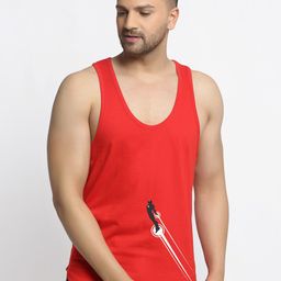 Friskers Men Red & White Printed Cotton Innerwear Vests-12