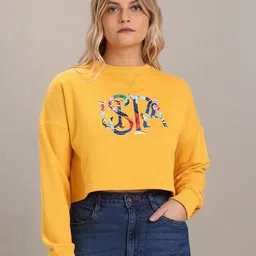 U S Polo Assn Women Printed Cropped Sweatshirt-image-13