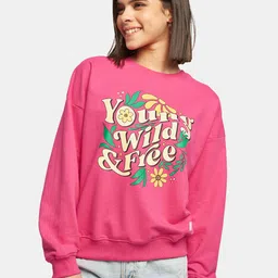 The Souled Store Women Young Wild & Free Typography Oversized Sweatshirt-picture-45