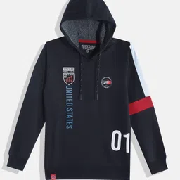 Monte Carlo Boys Navy Blue & White Typography Printed Hooded Sweatshirt-image-39