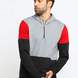 Maniac Men Colourblocked Hooded Cotton Sweatshirt-image-31