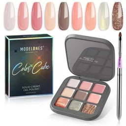 Modelones Colour Cube 9 In 1 Gel Nail Polish Palette & Brush 9g - Sweet Like Cinnamon 54A-17