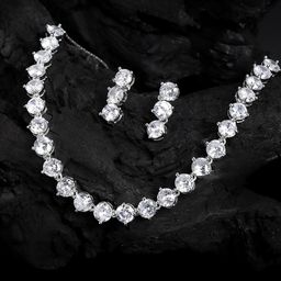 PANASH Rhodium-Plated & AD Stone-Studded  Jewellery Set-8