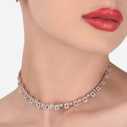 AMI Rose Gold-Plated & White CZ-Studded Contemporary Cubic Jewellery Set-image-26