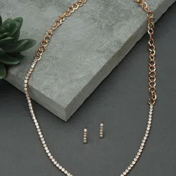 AMI Rose Gold-Plated & White CZ-Studded Contemporary Cubic Jewellery Set-image-63