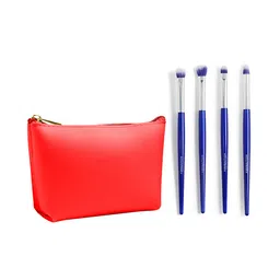 RELOVE 4 Pcs Eye Essentials Brush Set with Pouch - Blue & Red-18