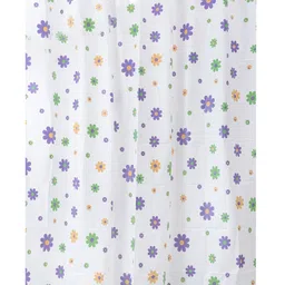 Kuber Industries White & Green Floral Printed Water-Proof Shower Curtain-94
