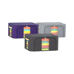 Kuber Industries Blue 3 Pieces Polka Dots Printed Regular Drawer Organisers-22