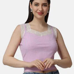 Popwings Women Self Design Rib Top-image-55
