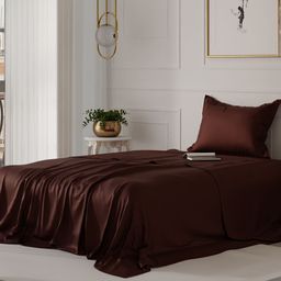 Stoa Paris Date Night Collection Brown 300TC Single Bedsheet with 1 Pillow Cover-image-53