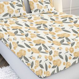 MAYFAIR HOMES LONDON Yellow & White Floral 144 TC King Bedsheet with 2 Pillow Covers-image-42