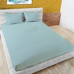MAYFAIR HOMES LONDON Green & White Pure Cotton 180 TC King Bedsheet with 2 Pillow Covers-picture-29