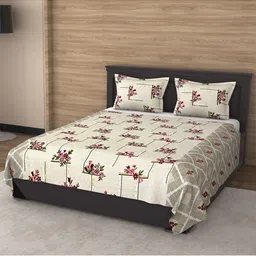 Varde Multicolour 120 TC Printed Cotton Double King Bedsheet with 2 Pillow Covers-image-3