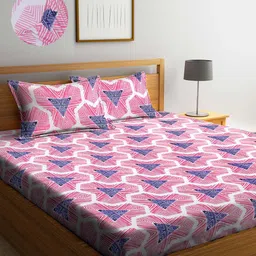 Arrabi Cotton Blend King Size Fitted Bedsheet with 2 Pillow Covers-image-31