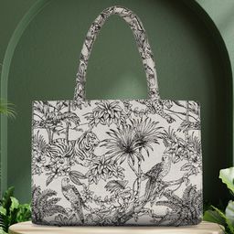 MINI WESST Floral Printed Structured Tote Bag-35