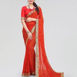 Yashika Printed Zari Bandhani Saree-image-5