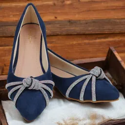 PLANET WALK Embellished Suede Party Block Peep Toes with Bows-8