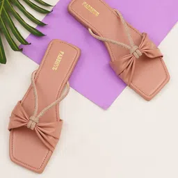 FABBHUE Embellished Open Toe Flats-17