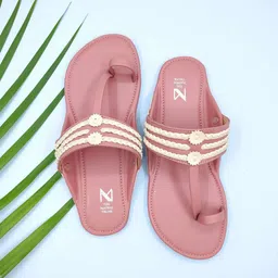 THE MADRAS TRUNK Women Striped One Toe Flats with Bows-29