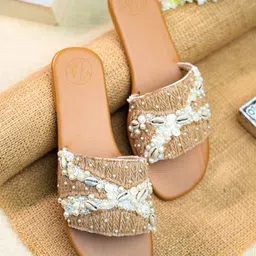 NR By Nidhi Rathi Embellished Open Toe Flats-image-59