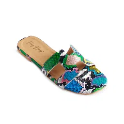 Dapper Feet-Fancy Nancy H Style Printed Open Toe Flats-87